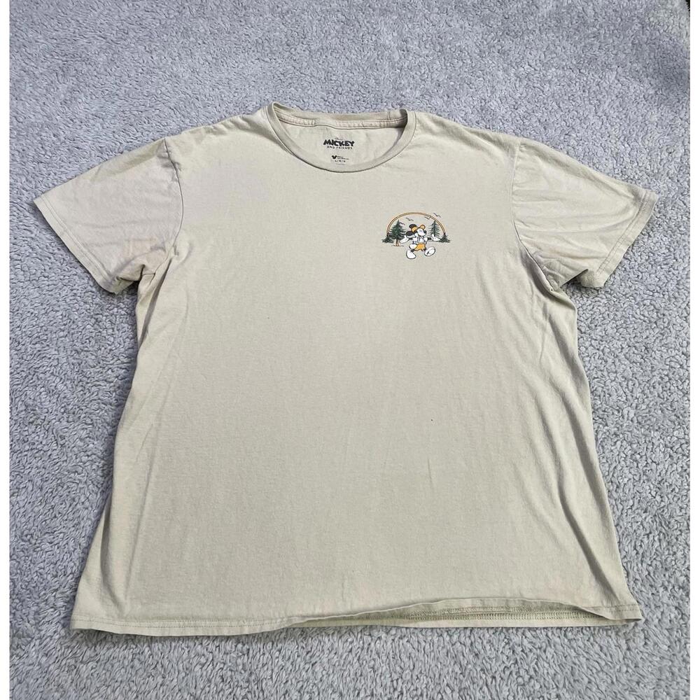 Disney  Mickey Mouse Great Outdoors  Beige Comics T Shirt  Size Large
